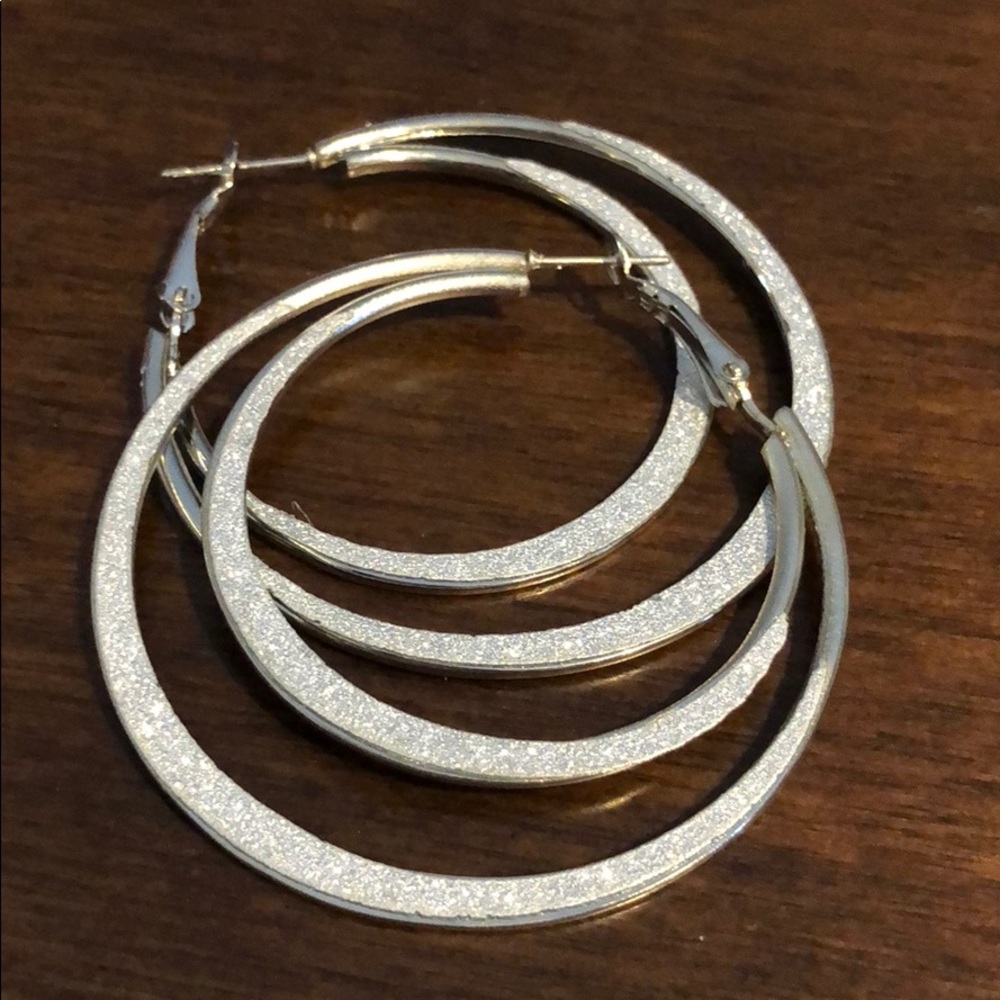 Double hoop sparkly earrings